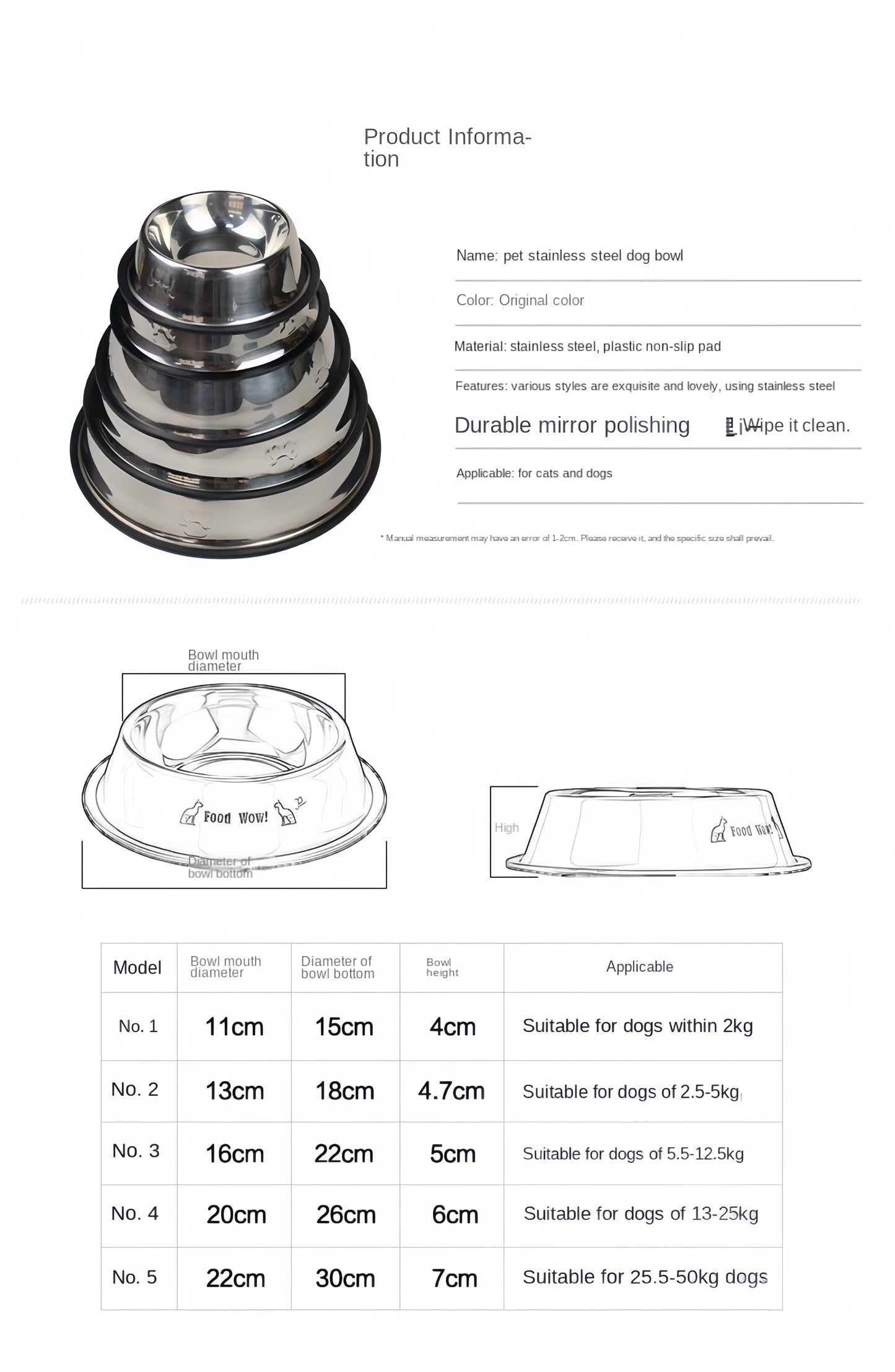 Stainless Steel Pet Feeding Bowl โ Durable, Easy-to-Clean Food & Water Dish for Cats & Dogs