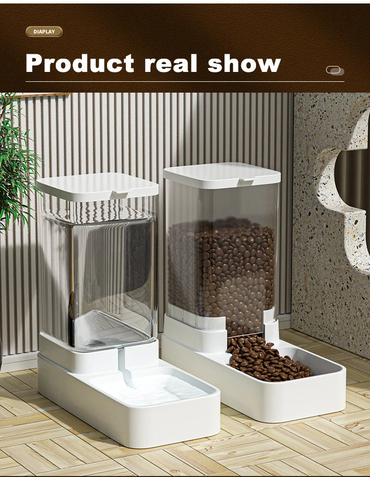 Automatic Cat Feeder & Water Dispenser with Gravity Food Storage Container for Cats and Dogs