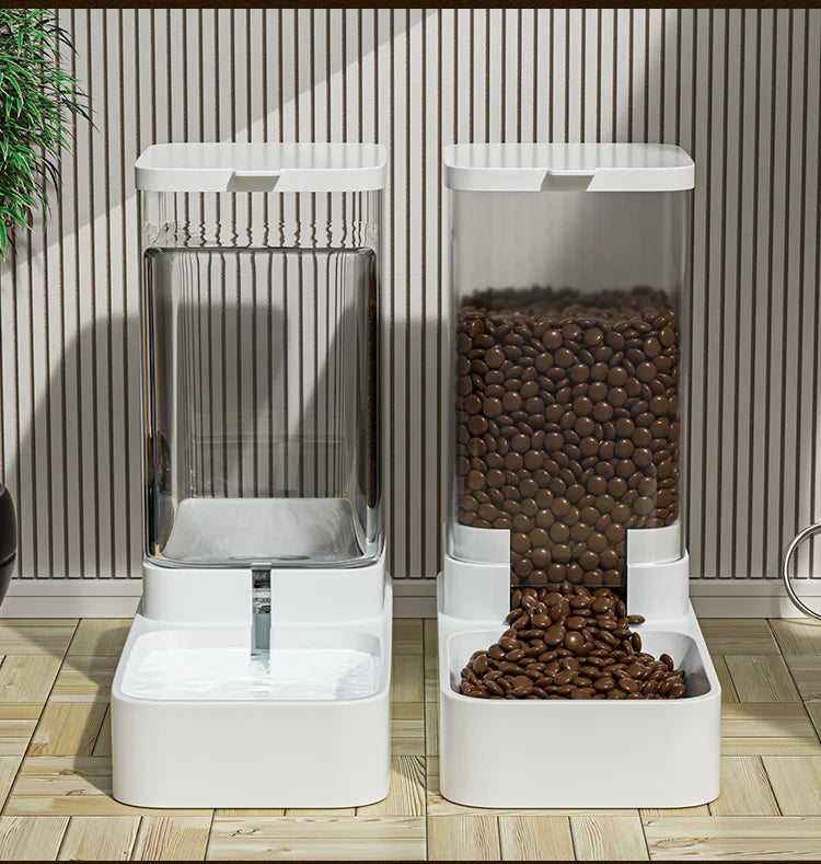 Automatic Cat Feeder & Water Dispenser with Gravity Food Storage Container for Cats and Dogs