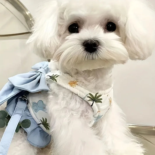 Dog & Cat Harness and Leash Set – Floral Vest Collar for Puppies, Kittens & Small Pets