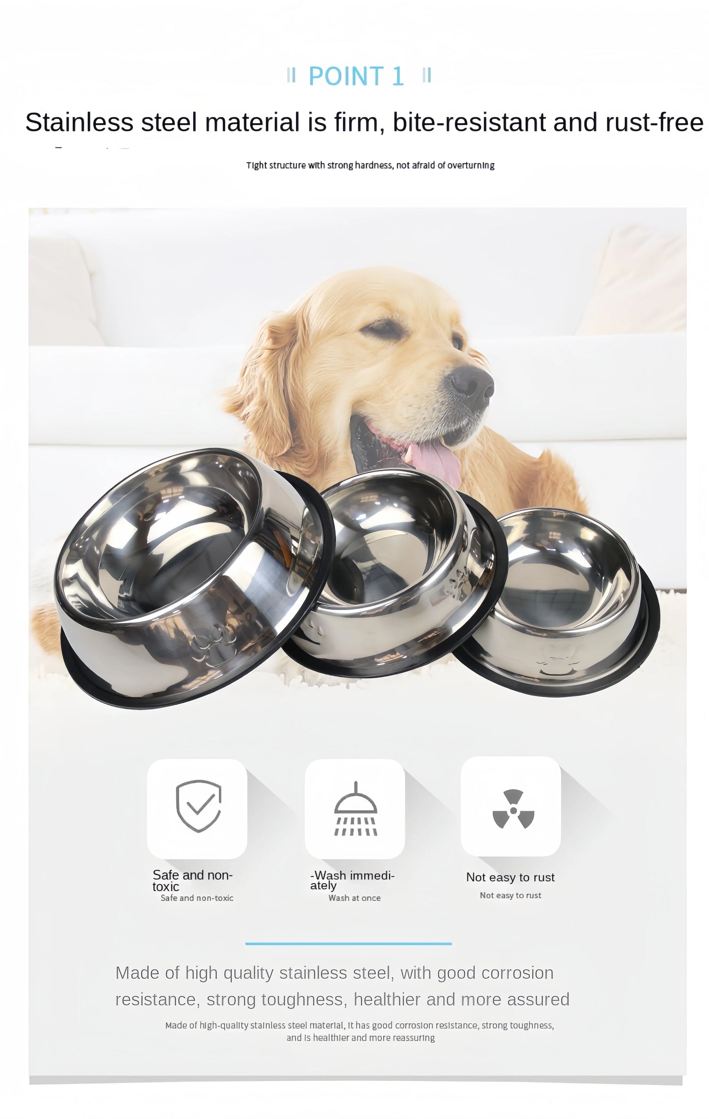 Stainless Steel Pet Feeding Bowl – Durable, Easy-to-Clean Food & Water Dish for Cats & Dogs