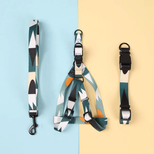 Adjustable Nylon Dog Harness Set – 3-Piece Leash, Vest & Collar for Small to Medium Pets