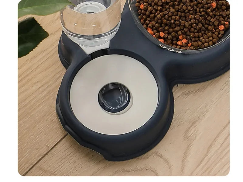 Double Bowl Pet Feeder – Elevated Food & Water Set with Fountain for Cats & Small Dogs