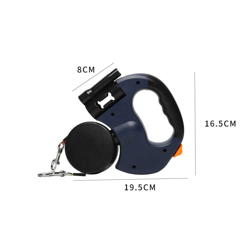 Dual Retractable Dog Leash with LED Light & 360° No-Tangle Swivel – 3M Reflective