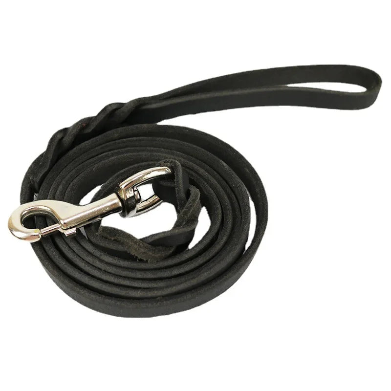 Genuine Leather Dog Leash – Braided Long Lead for Medium & Large Dogs | Durable Pet Walking & Training Leash (Brown & Black)
